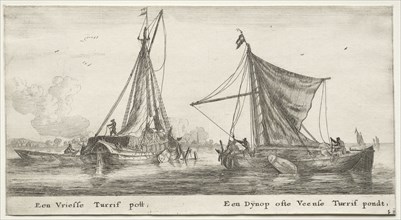 Ships of Amsterdam:  A Frisian Peat Barge.  The Dÿnop, near the Veensche Peat Pond. Reinier Nooms