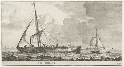 Ships of Amsterdam:  A Merchantman. Reinier Nooms (Dutch, c. 1623-1667). Etching