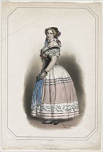 Portrait of Albina Maray, 1851. Eduard Kaiser (Austrian, 1820-1895). Color lithograph