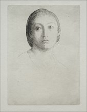 Head of a Young Girl. Alphonse Legros (French, 1837-1911). Drypoint
