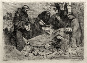 The Death of St. Francis. Alphonse Legros (French, 1837-1911). Etching