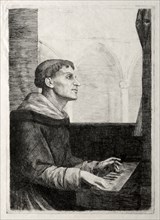 The Monk at the Organ. Alphonse Legros (French, 1837-1911). Etching