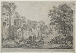 The Approach to a Village. Simon de Vlieger (Dutch, 1601-1653). Etching and drypoint