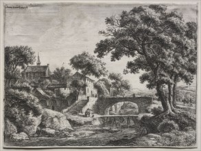 The Two Bridges. Anthonie Waterloo (Dutch, 1609/10-1690). Etching