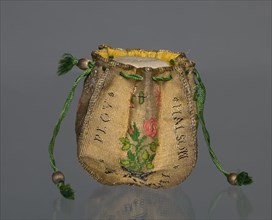 Woven Purse, 1700s. France, 18th century. Tapestry, silk and gold thread; overall: 9.5 x 7 cm (3