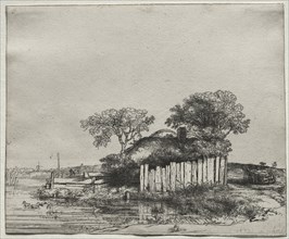 Cottage with a White Paling, 1648. Rembrandt van Rijn (Dutch, 1606-1669). Etching and drypoint;