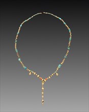 Necklace, c. 1200-1519. Mexico, Oaxaca, Mixtec, 13th-16th century. Gold, shell, turquoise; overall: