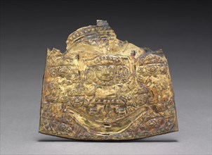 Plaque with Figures, 900-1470. Peru, North Coast, Chimú style (900-1470). Hammered gold alloy;