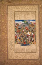 Battle between Manuchihr and Tur, from a Shah-nama (Book of Kings) of Firdausi (Persian, c.