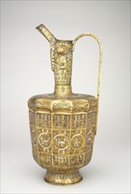 Twelve-sided Ewer with Sphinxes and Humanheaded Inscriptions, 1300-1350. Iran, Khurasan, Ilkhanid