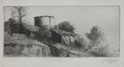 The Pigeon Tower. Alphonse Legros (French, 1837-1911). Drypoint
