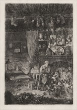 Flemish Interior, 1856-66. Rodolphe Bresdin (French, 1822-1885). Etching and roulette; sheet: 32.5