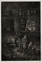 Flemish Interior, 1856. Rodolphe Bresdin (French, 1822-1885). Lithograph and roulette; sheet: 31.6