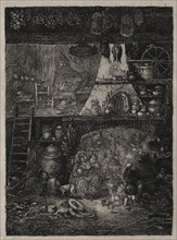 Peasant Interior in the Haute-Garonne, 1858. Rodolphe Bresdin (French, 1822-1885). Etching; sheet: