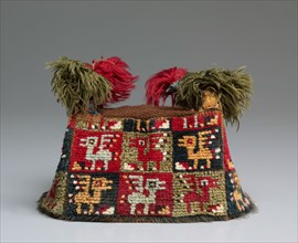 Four-Cornered Hat, c. 700-1100 A.D.. Peru, South Coast, Wari Culture, Middle Horizon, 8th-11th