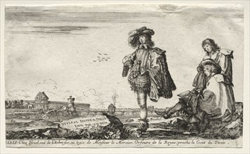 Various Figures and Landscapes:  Title Page - Three Figures, 1649. Stefano Della Bella (Italian,
