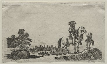 Various Figures and Landscapes:  A Lost Horseman Enquiring the Way, 1649. Stefano Della Bella