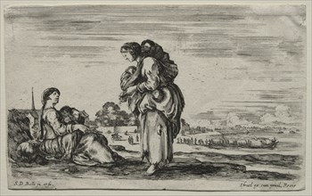 Various Figures and Landscapes:  Two Mothers Chatting Together, 1649. Stefano Della Bella (Italian,