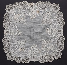 Embroidered Handkerchief, 19th century. Switzerland, 19th century. Embroidery; cotton on linen;