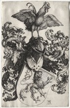 The Coat of Arms with a Lion and Cock, probably 1503. Albrecht Dürer (German, 1471-1528). Engraving