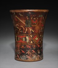 Kero (Waisted Cup), after 1550. Peru, Colonial Inka style, 16th century. Wood, inlaid pigments;