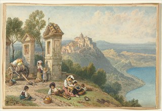 View of Castel Gandolfo, c. 1870s. Myles Birket Foster (British, 1825-1899). Watercolor; sheet: 16