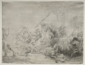 The Large Lion Hunt, 1641. Rembrandt van Rijn (Dutch, 1606-1669). Etching and drypoint; sheet: 22.5
