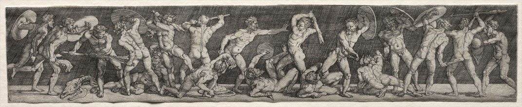 Battle of Naked Men. Barthel Beham (German, 1502-1540). Engraving