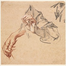 Study of Hands (recto); Sketch of a Hand (verso), 1700s. Pierre Lenfant (French, 1704-1787). Red