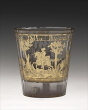 Tumbler, c. 1730. Bohemia, 18th century. Zwischengoldglas (glass); diameter: 8.3 x 7.4 cm (3 1/4 x