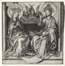 God the Father and the Blessed Virgin Enthroned Attended by Angels, c. 1480-90. Martin Schongauer
