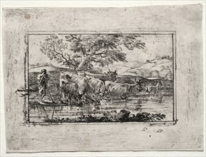 The Herd at the Watering Place, 1635. Claude Lorrain (French, 1604-1682). Etching