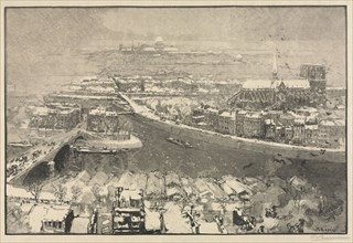 Paris under Snow, 1890. Auguste Louis Lepère (French, 1849-1918). Wood engraving; border: 30.2 x 45