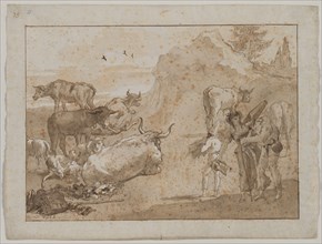 Sheep and Cows, 1790s. Giovanni Domenico Tiepolo (Italian, 1727-1804). Pen and brown ink and brush