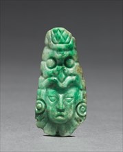 Head Ornament, c. 600-900. Honduras, Copan, Maya, 7th-10th Century. Jade; overall: 7.7 x 3.8 cm (3