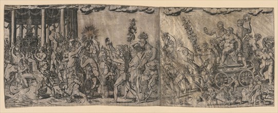Bacchanalian Scene, late 1500s-early 1600s. Francesco Bertelli (Italian). Engraving; sheet: 30.6 x