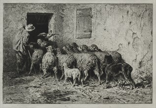 The Return, 1864. Charles-Émile Jacque (French, 1813-1894). Etching and drypoint