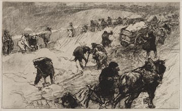 Snowball Fight:  Quai aux Fleurs, 1890. Auguste Louis Lepère (French, 1849-1918). Etching