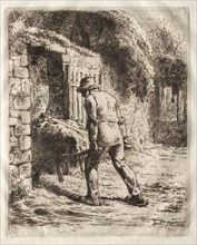 Peasant with a Wheelbarrow, 1855. Jean-François Millet (French, 1814-1875). Etching