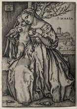 Virgin with the Parrot, 1549. Hans Sebald Beham (German, 1500-1550). Engraving