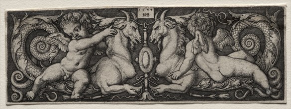 Two Genii, 1544. Hans Sebald Beham (German, 1500-1550). Engraving