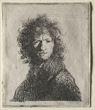 Self-Portrait Frowning: Bust, 1630. Rembrandt van Rijn (Dutch, 1606-1669). Etching; sheet: 7.4 x 6