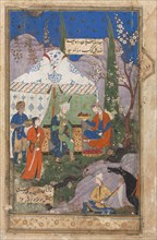 Banqueting Scene with Khusrau and Shirin, from a Khamsa (Quintet) of Nizami (1141-1209), 1540-70.