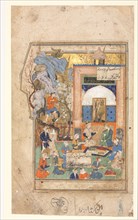 Yusuf and Zulaykha (Recto); Text Page, Persian Verses (Verso), c. 1556-65. Iran, Shiraz or Mashhad,