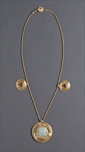 Necklace with Three Pendants, 1-199. Greece, Roman Empire, 1st to 2nd century AD. Gold, amethyst,