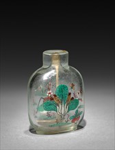 Snuff Bottle with Stopper, 19th Century. China, Qing dynasty (1644-1911). Glass; with cover: 8.4 cm