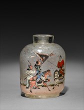 Snuff Bottle with Stopper, 1800s. China, Qing dynasty (1644-1911). Glass; with cover: 9.3 cm (3