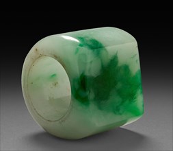 Thumb Ring, 1800s-1900s. China, 19th-20th century. Green and white jade; diameter: 3.6 cm (1 7/16