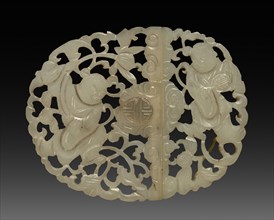 Buckle, 1800s-1900s. China, 19th-20th century. White jade; overall: 5.4 cm (2 1/8 in.).