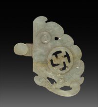 Part of Buckle, 1800s-1900s. China, 19th-20th century. White jade; overall: 4.6 x 5.4 cm (1 13/16 x